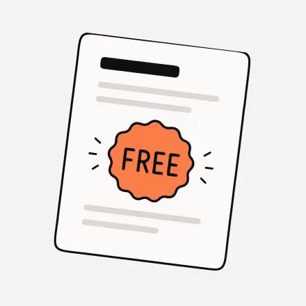 A document stamped with a starburst badge reading “FREE”